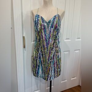 Sequin Strapless Multicolor Dress